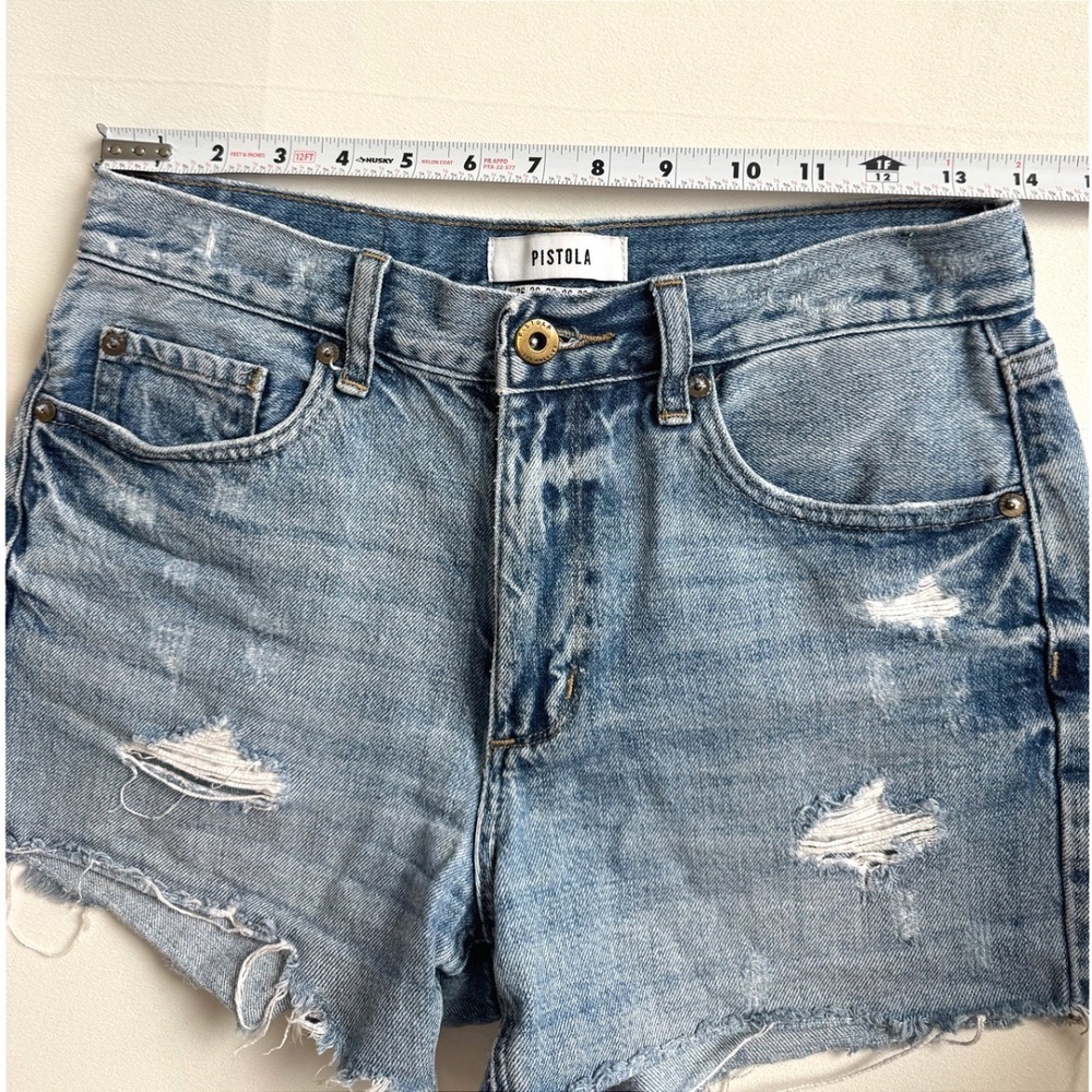 Pistola High Rise Distressed Denim Shorts Light Wash size 26 - Picture 5 of 7